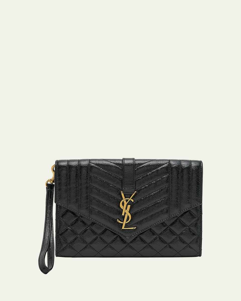 YSL Flap Leather Pouch Clutch Bag